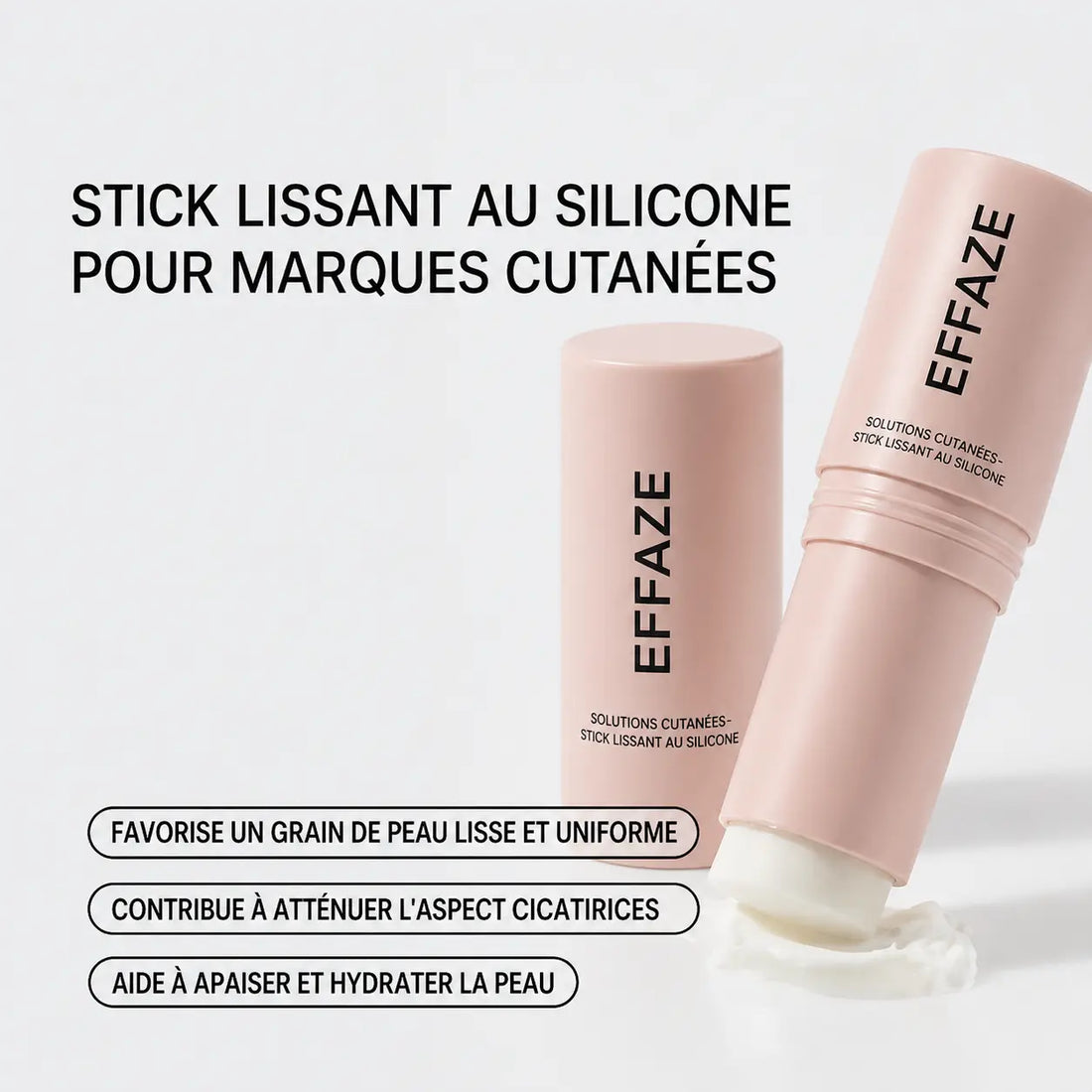Stick lissant EFFAZE pour atténuer les cicatrices d'acné et unifier le grain de peau