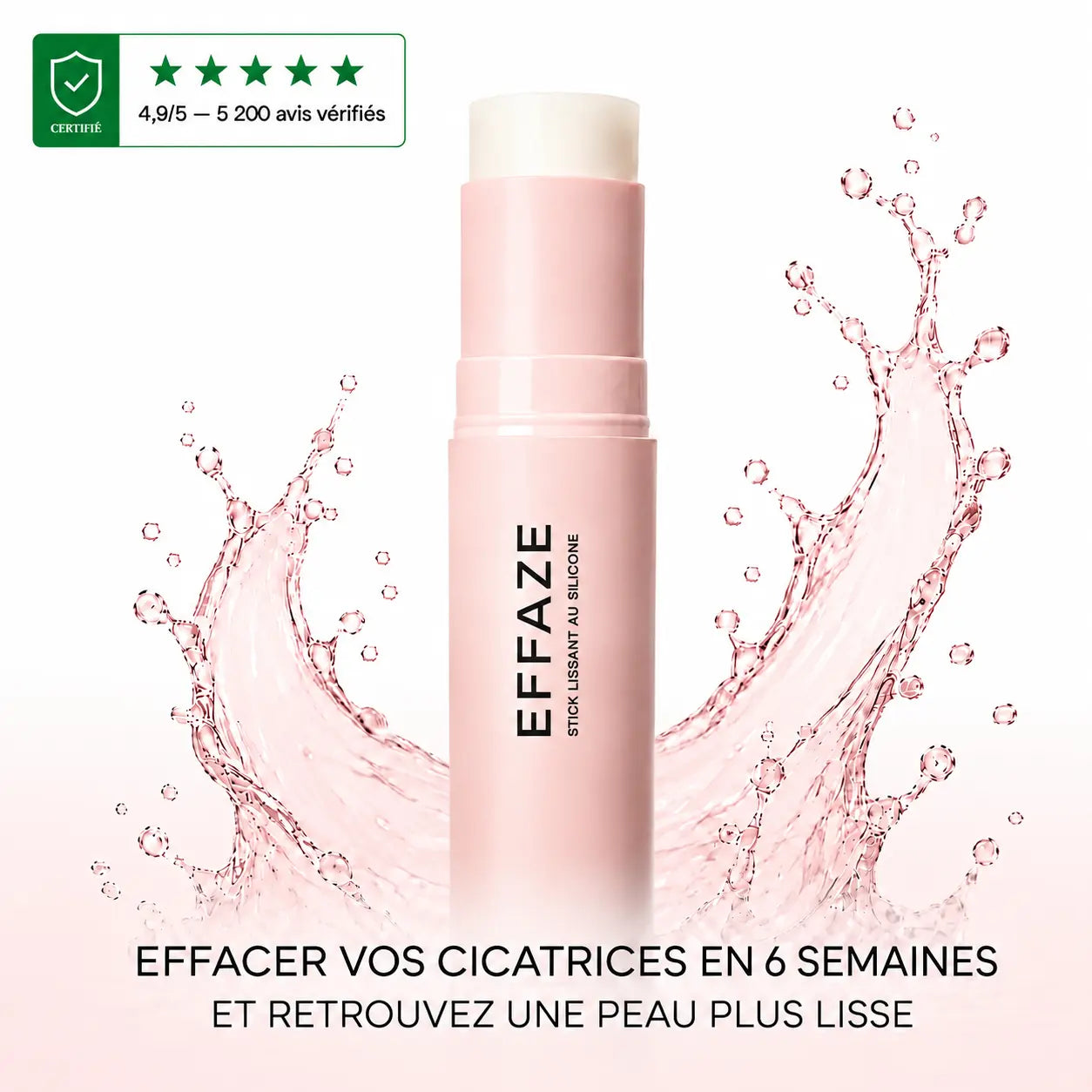 Stick réparateur de cicatrice Effaze au silicone médical, packshot produit