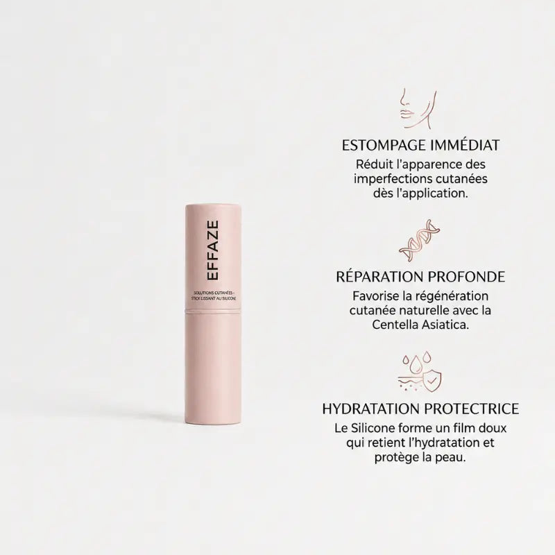 Stick EFFAZE silicone médical estompage immédiat cicatrices acné vergetures réparation profonde Centella Asiatica hydratation protectrice peau