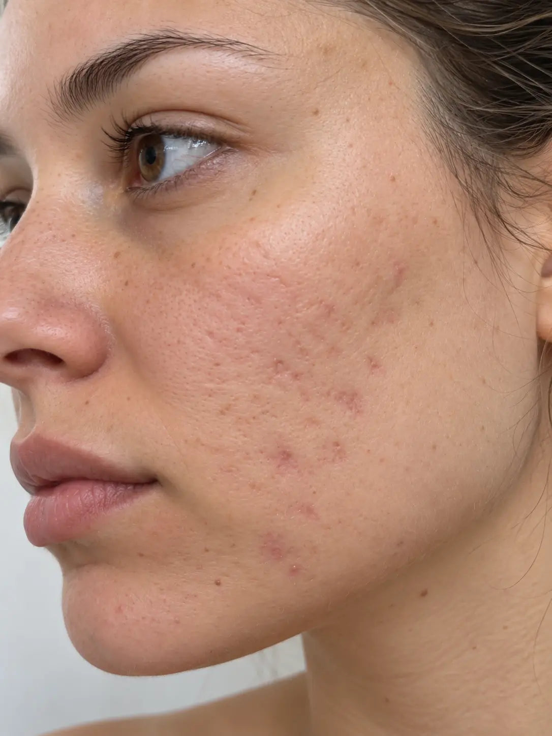 Cicatrice d'acné avant application du gel silicone EFFAZE